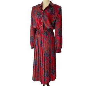 Lady Carole Vintage Red Prairie Western Dress Size Large